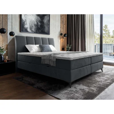 MIRJAN24 Boxspringbett FOREVER in Grau, Liegefläche 140x200 cm – mit Bettkasten, Bonellfederkern
